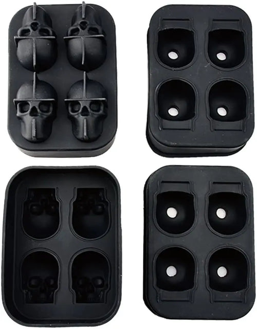 3D Skull Silicone Jello Ice Mold Flexible Cube Maker Tray For Halloween And Christmas Party. Best For Whiskey And Cocktails