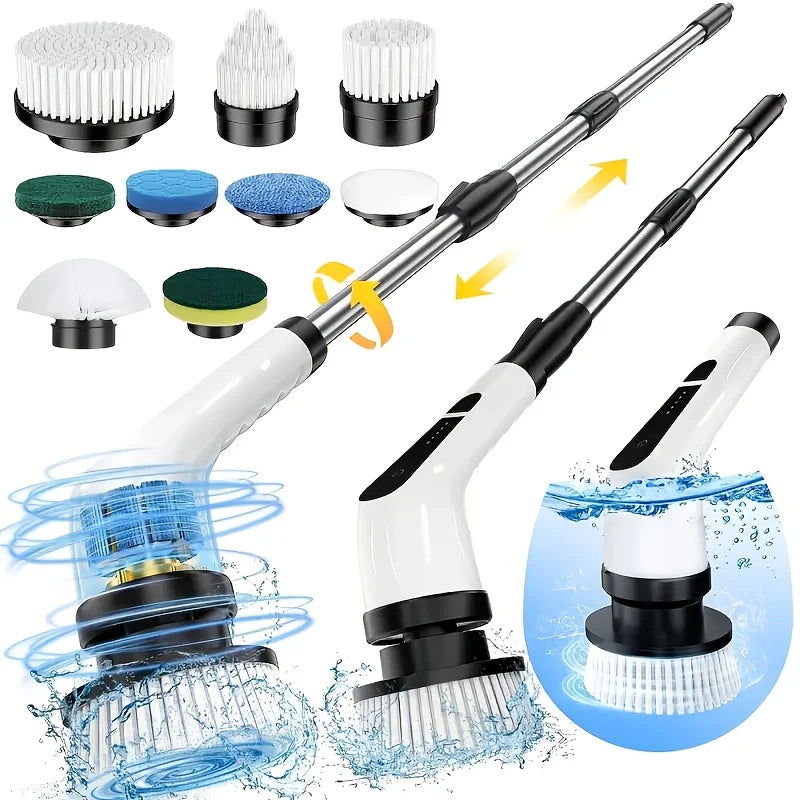 Electric Spin Scrubber 9-in-1 Cordless Rechargeable with 9 Brush Heads, Multipurpose Cleaner
