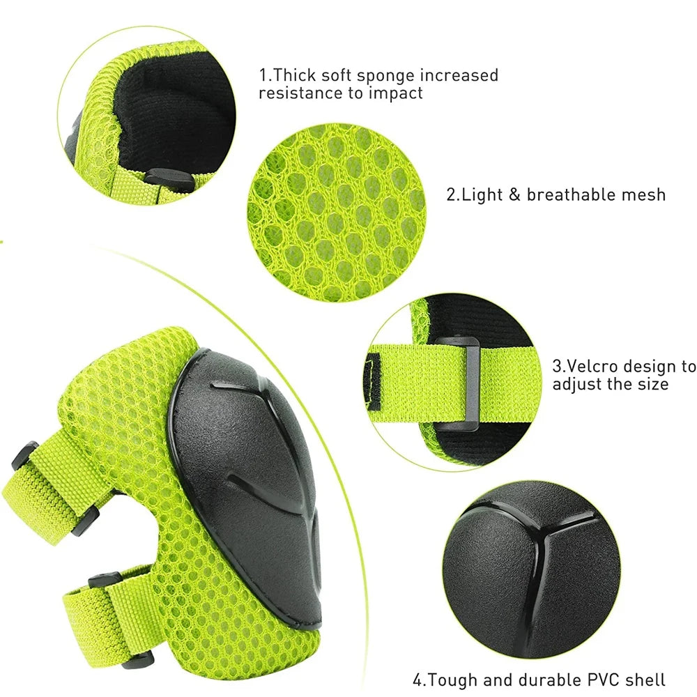 Kids 6 Piece Protective Gear Set-Knee, Elbow, & Wrist Pads