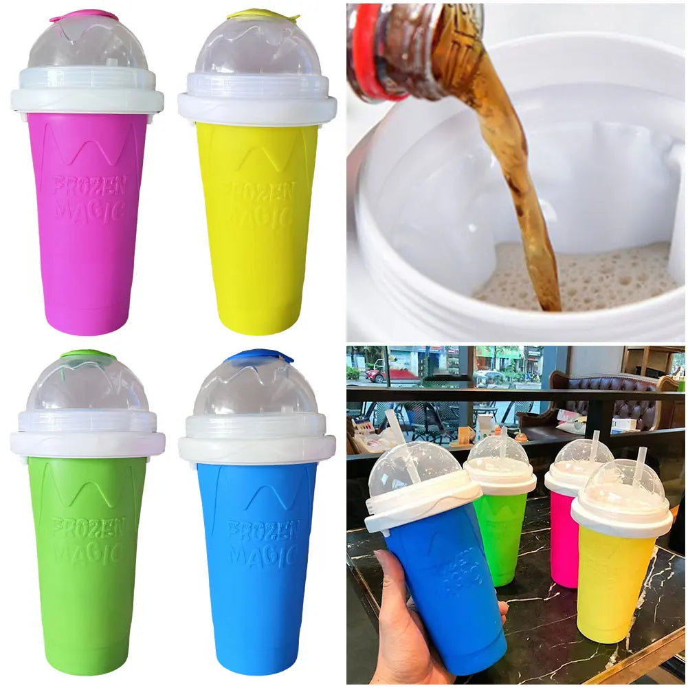 ML Quick-Frozen Slushy Maker Cup with Lid Slushy Cup For Homemade Smoothies Juice Ice Cream Summer Squeeze Cup Kitchen Tool