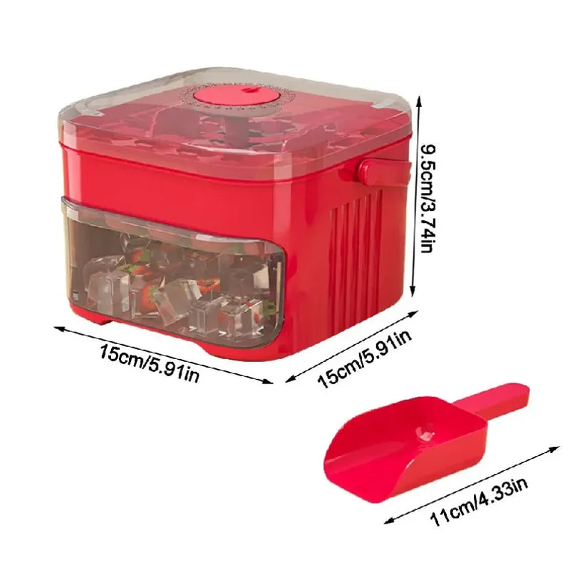 Portable 50-Cube Ice Maker with Easy Press Cap Large Capacity Double-layer Ice Cube Machine Household Ice Storage Ice Box