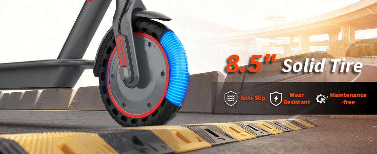 8.5inch Solid Tire Electric Scooter 10.5Ah 19mph Max Speed Smart APP Control 21miles Max Range Foldable E-Scooter for Adult