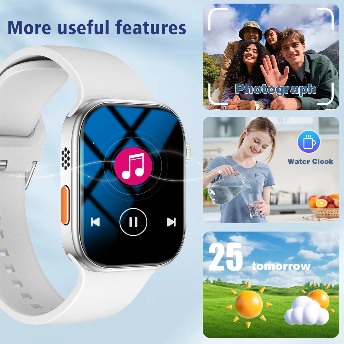 Smart Watch Bluetooth Call Message Display Fitness Monitoring Bracelet Christmas Gift Suitable for Android iPhone
